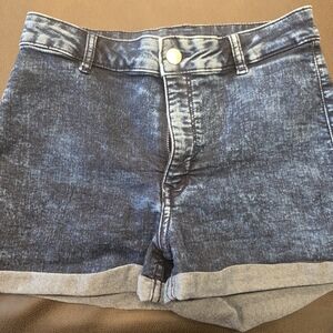 H&M Divided Cuffed Acid Washed Denim Shorts